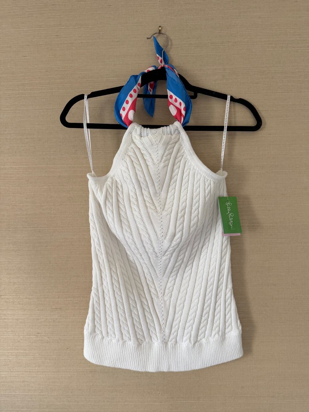 Lilly Pulitzer Glenna Halter Cable Knit Top – Size L (NWT, $158)